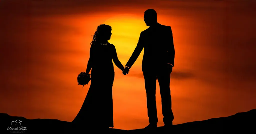 Brautpaar im Sonnenuntergang – Ulrich Roth Hochzeitsfotograf Pfalz Rhein-Neckar