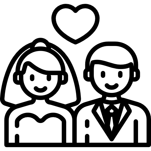 Symbol von Braut und Bräutigam als Icon für Ganztagesreportage Hochzeit